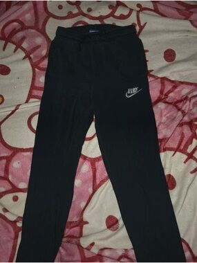 Nike Black Kids Jogger Pants with White Logo